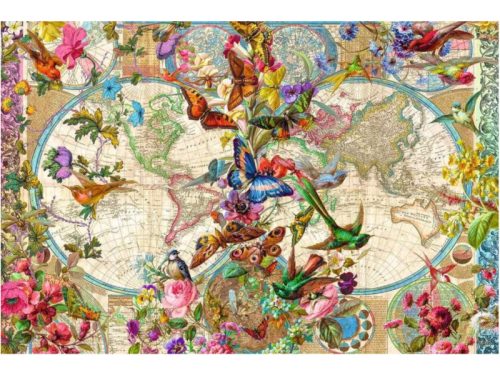 Ravensburger Puzzle 3000 db - Világtérkép és pillangók