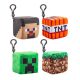 Minecraft plüss kocka kulcstartó 8 cm figurával, 4 féle