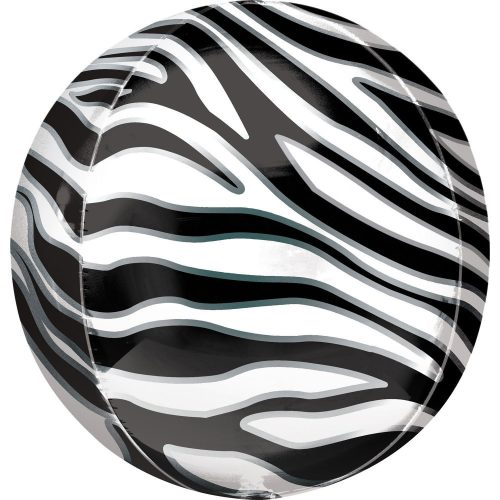 Zebra mintás Gömb fólia lufi 40 cm