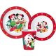 Disney Minnie and Mickey Karácsonyi étkészlet, micro műanyag szett, pohárral 260 ml